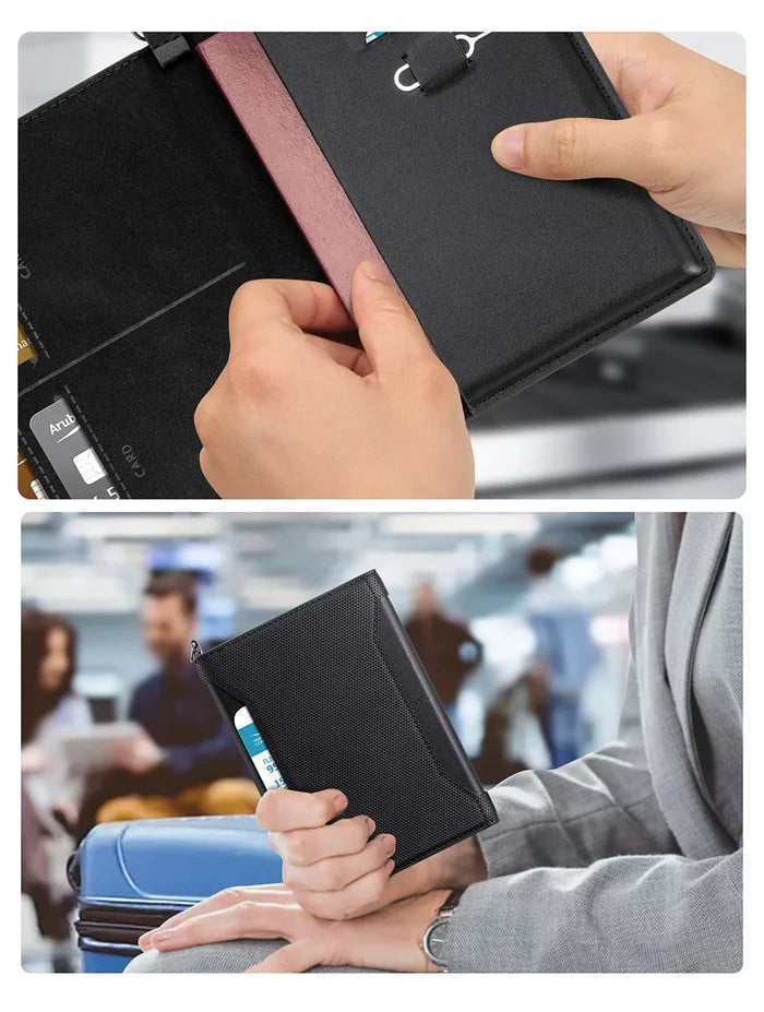 Men's Slim Pu Leather Beige Passport Cover Waterproof Anti-Theft