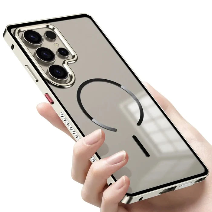 Metal Border Frosted PC Backplate Phone Case, For Samsung