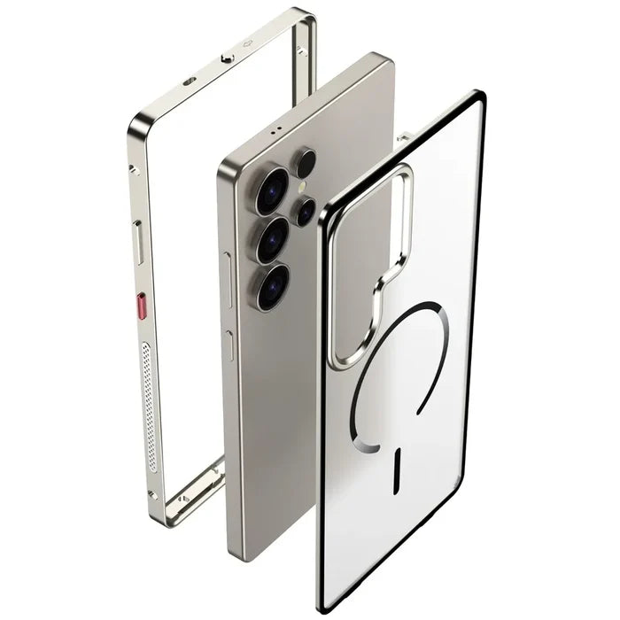 Metal Border Frosted PC Backplate Phone Case, For Samsung