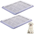 Two purple-edged pet training pads with honeycomb grid, ideal for puppy potty training and dog care essentials.