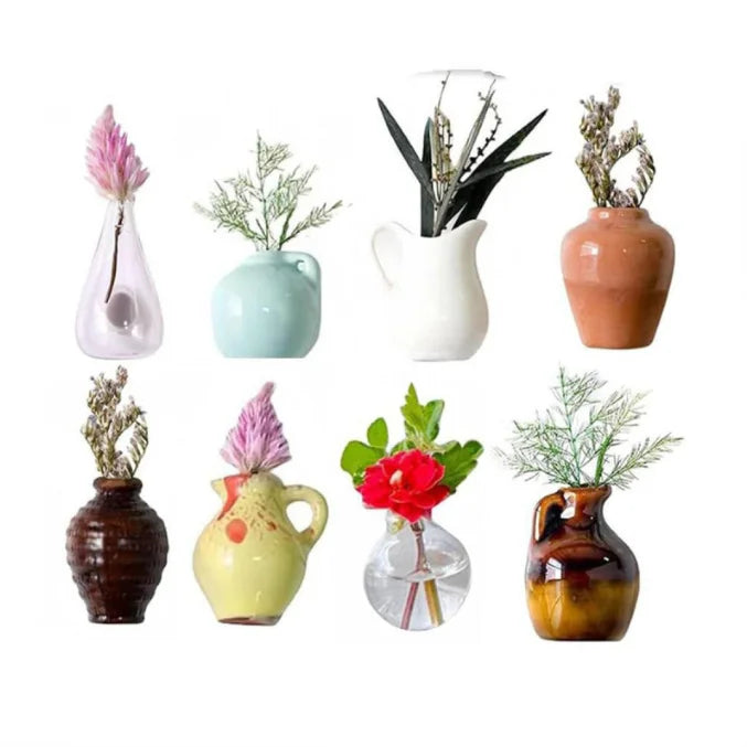 Mini Ceramic Vase Magnet Tiny Finger Flower Pot Dollhouse Micro