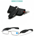 Mini Folding Key Chain Reading Glasses Metal Frame Plastic Temple Anti Blue Light Lenses