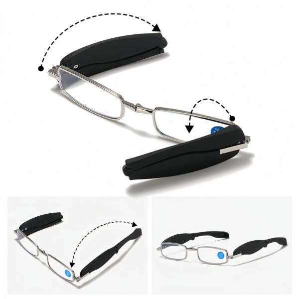 Mini Folding Key Chain Reading Glasses Metal Frame Plastic Temple Anti Blue Light Lenses