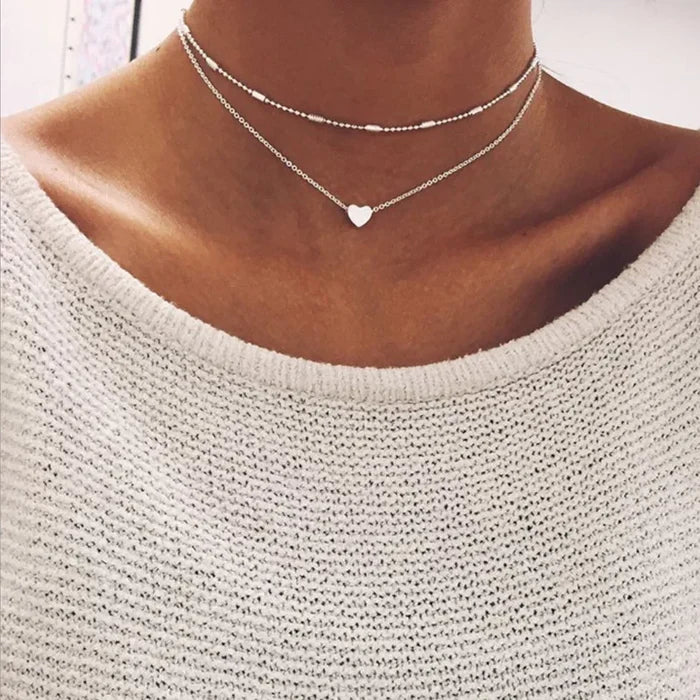 Minimalist Heart Layered Necklace for Women