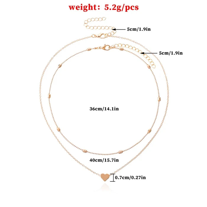 Minimalist Heart Layered Necklace for Women