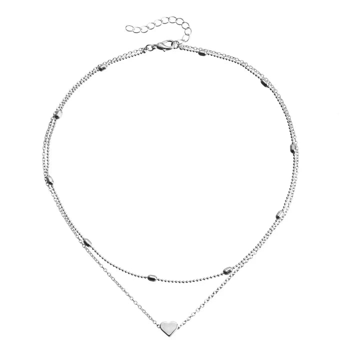 Minimalist Heart Layered Necklace for Women