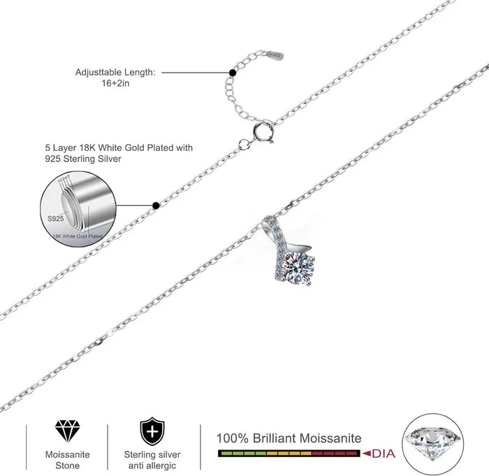 Minimalist Silver Moissanite Pendant Necklace