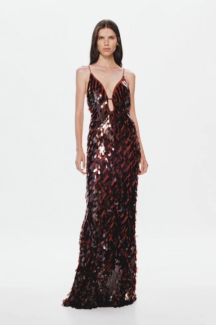 Misha Sapphire Sequin Maxi Dress - Fig