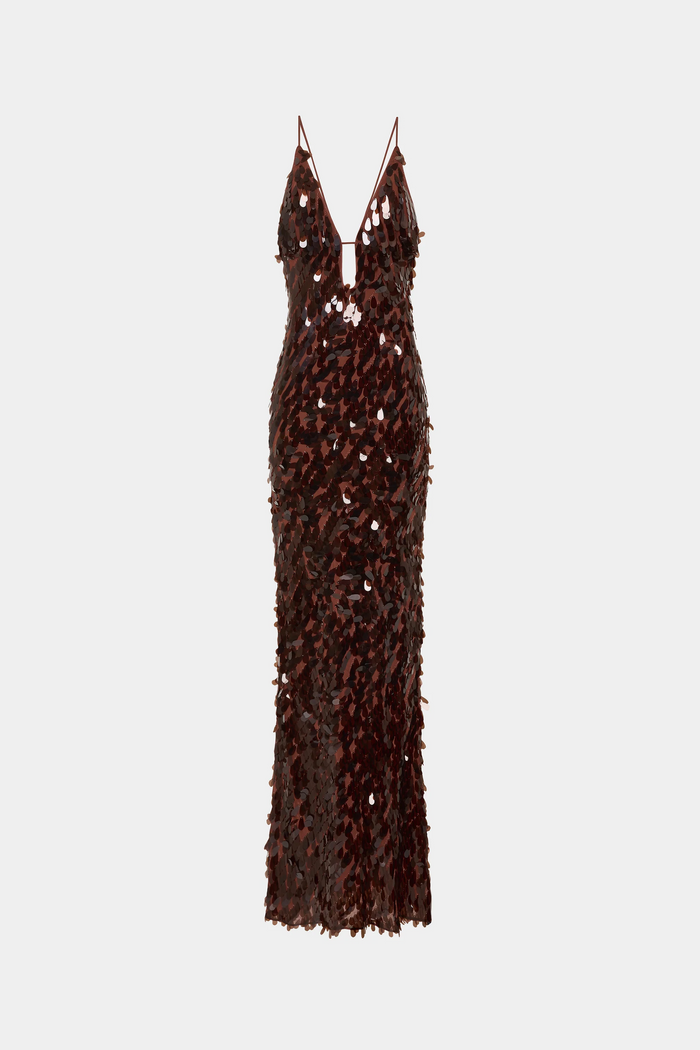 Misha Sapphire Sequin Maxi Dress - Fig