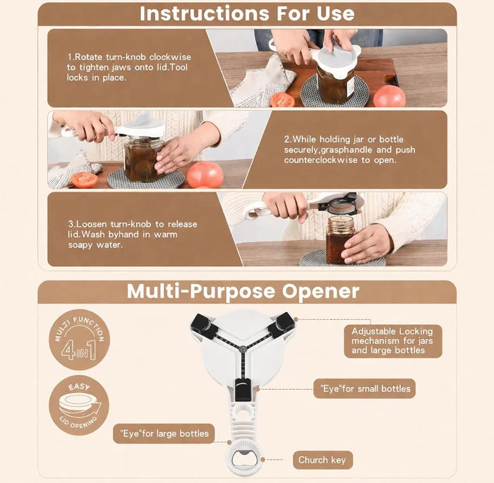 Multifunction Kitchen Tool ABS Jar Opener and Bottle Openers for