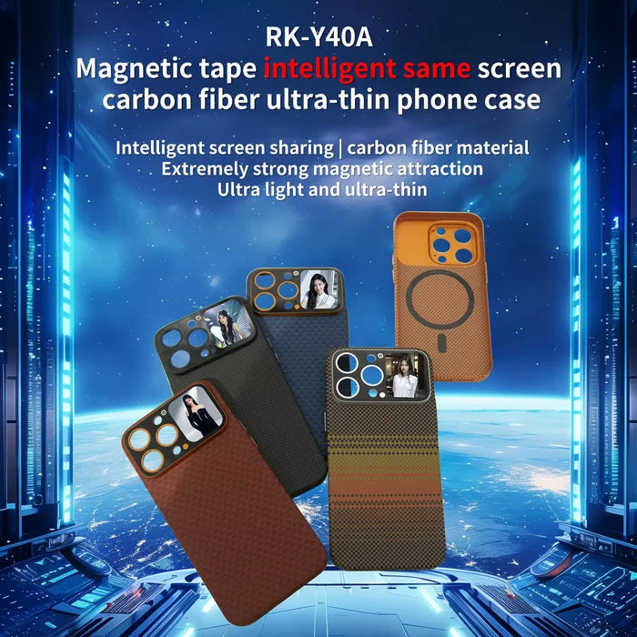 Multifunctional Smart LED Screen Display Phone Case Magnetic Carbon