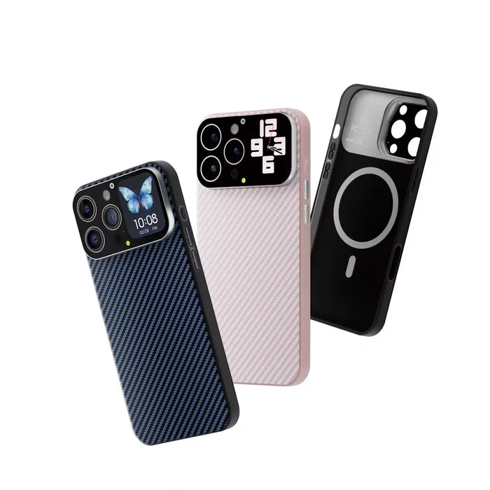 Multifunctional Smart LED Screen Display Phone Case Magnetic Carbon