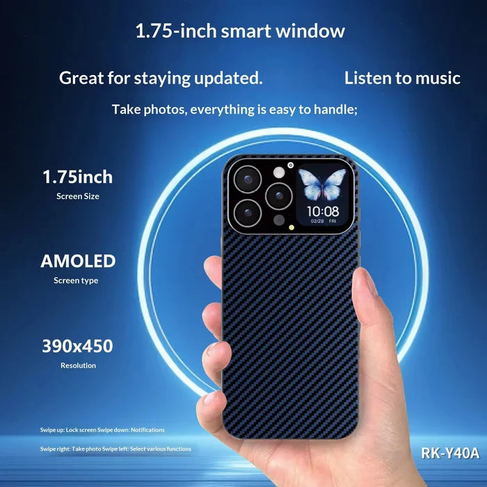 Multifunctional Smart LED Screen Display Phone Case Magnetic Carbon