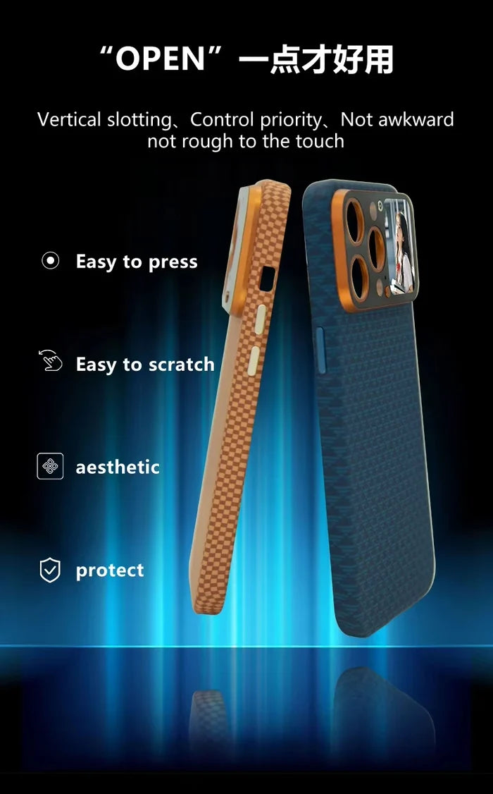 Multifunctional Smart LED Screen Display Phone Case Magnetic Carbon