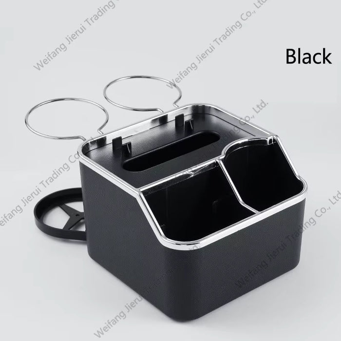 Multifunctional Universal Car Storage Box with Armrest, Tissue Box, and Cup Holder for Center Console Organization