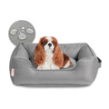 Cavalier King Charles Spaniel in gray waterproof dog bed with cozy design for small pets