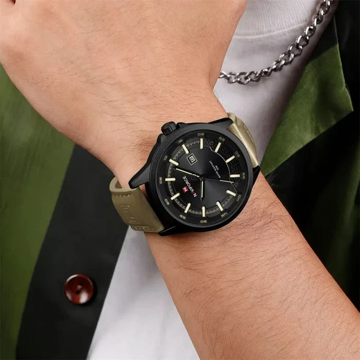 NAVIFORCE Men's Luxury Sport Leather Watch