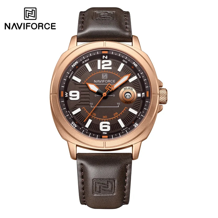 NAVIFORCE Men's Quartz Watch with Leather Band