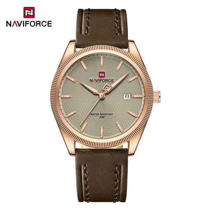 NAVIFORCE Men's Quartz Watch with Leather Strap