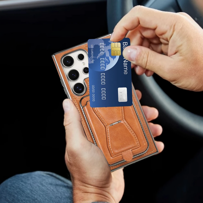 New Design 2 in 1 With Magnetic Removable Back Card Holder Stand Leather Wallet Phone Case for Samsung