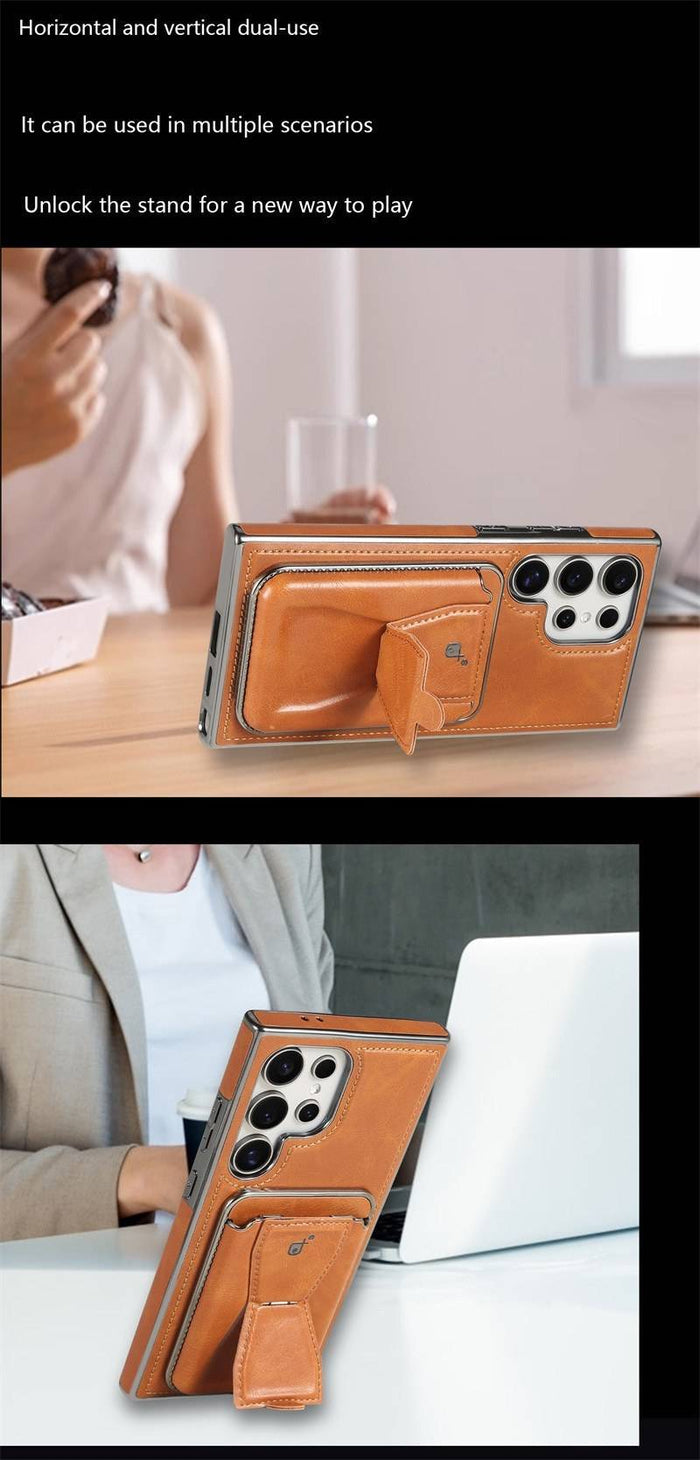 New Design 2 in 1 With Magnetic Removable Back Card Holder Stand Leather Wallet Phone Case for Samsung