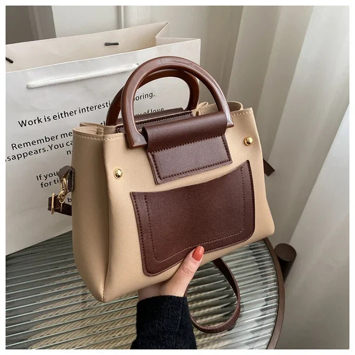 New Fashionable Contrasting Color Handbag Large Capacity