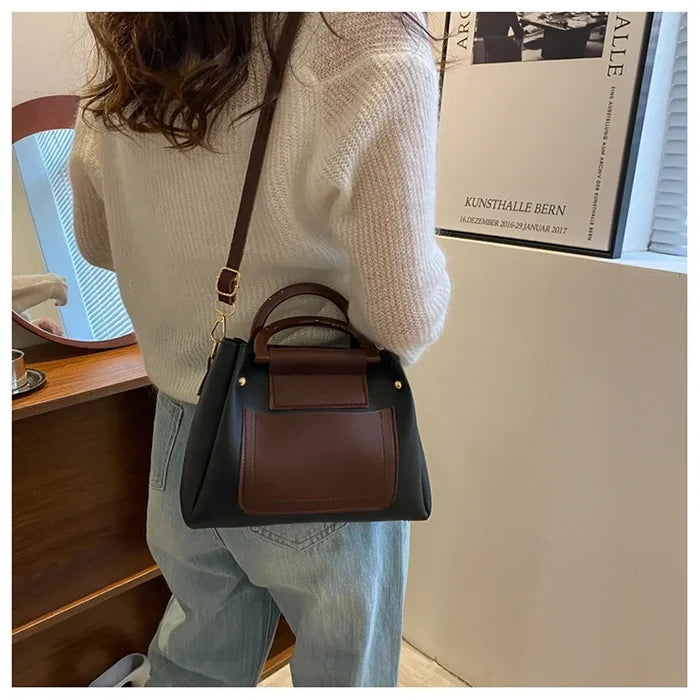 New Fashionable Contrasting Color Handbag Large Capacity
