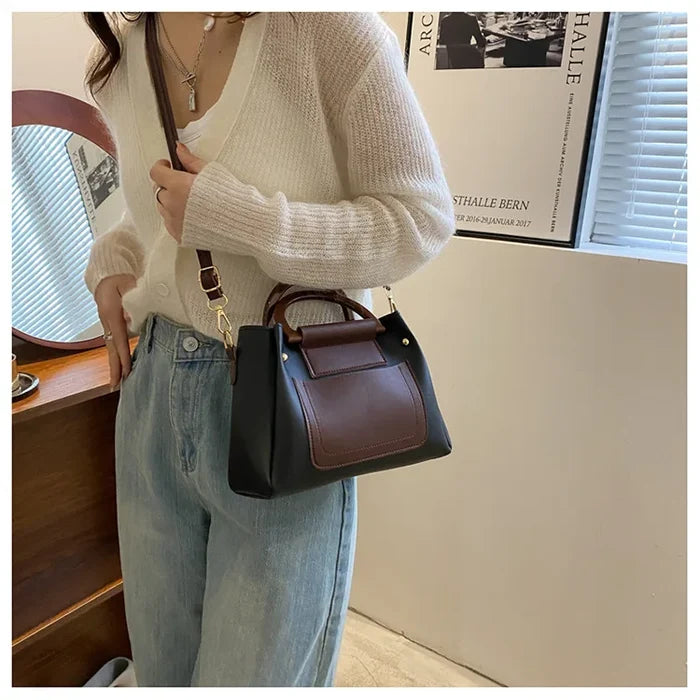 New Fashionable Contrasting Color Handbag Large Capacity