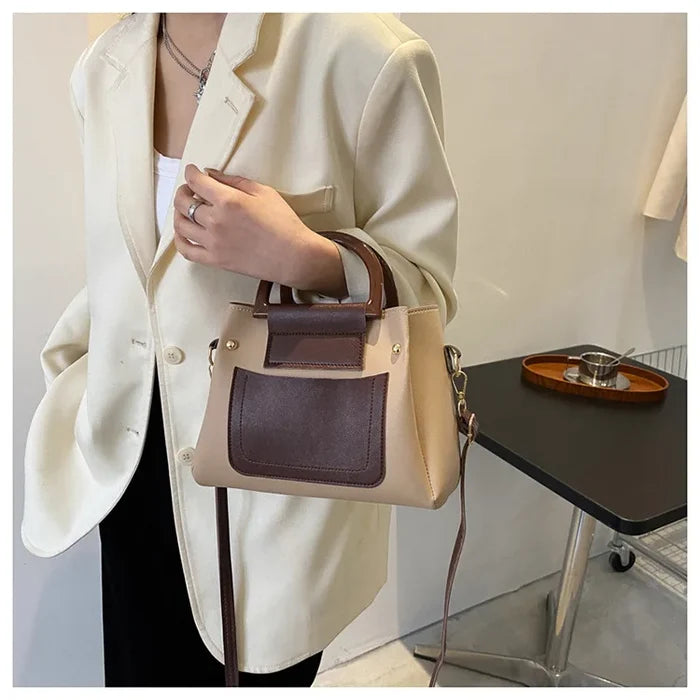 New Fashionable Contrasting Color Handbag Large Capacity