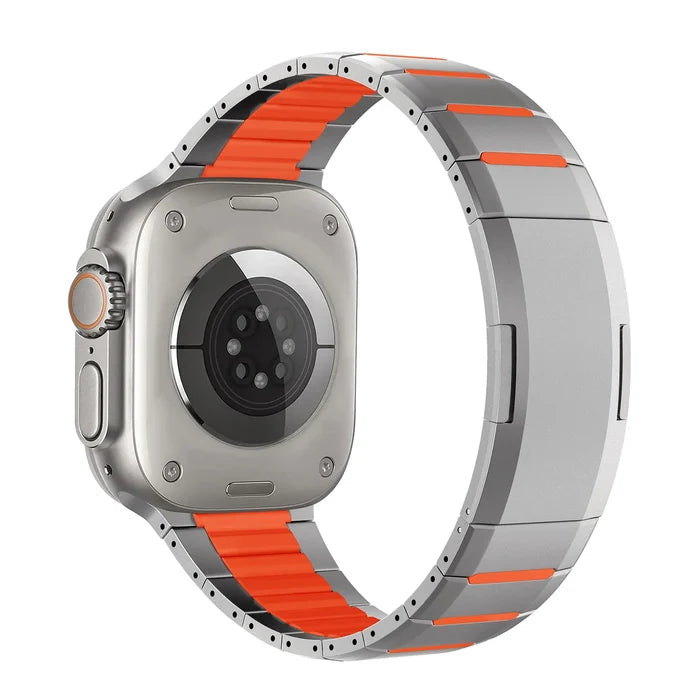 New Fluororubber Stainless Steel Watch Strap for Apple Watch S10/11