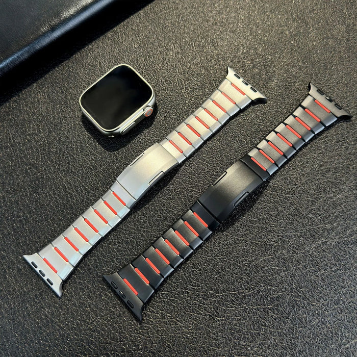 New Fluororubber Stainless Steel Watch Strap for Apple Watch S10/11