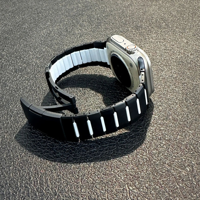 New Fluororubber Stainless Steel Watch Strap for Apple Watch S10/11