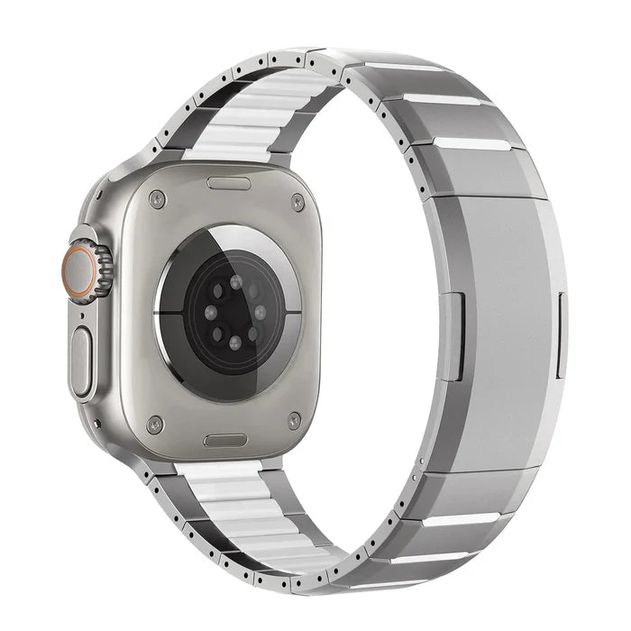 New Fluororubber Stainless Steel Watch Strap for Apple Watch S10/11