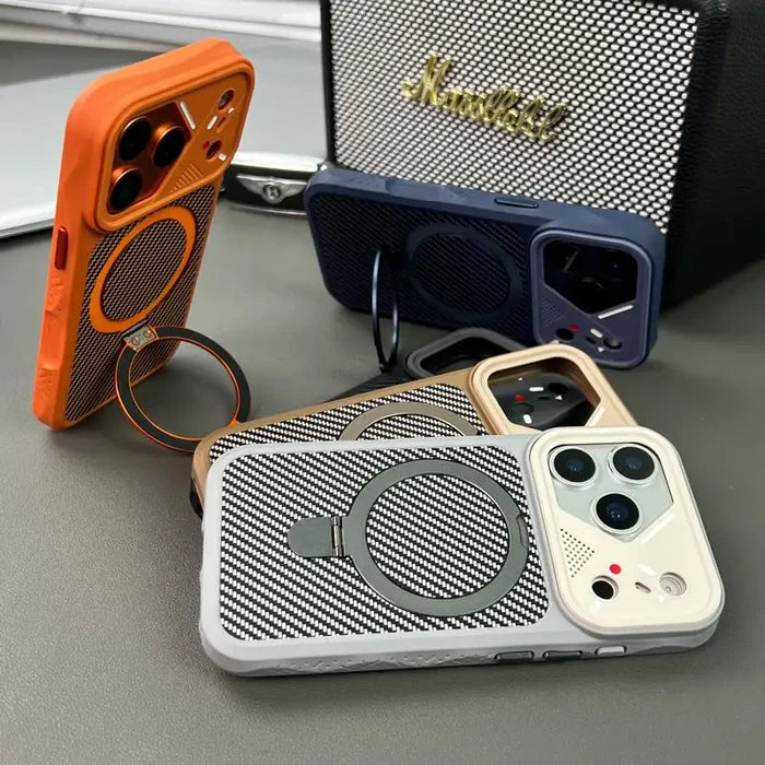 New Matte Carbon Fiber Textured Backplate Magnetic Phone Case