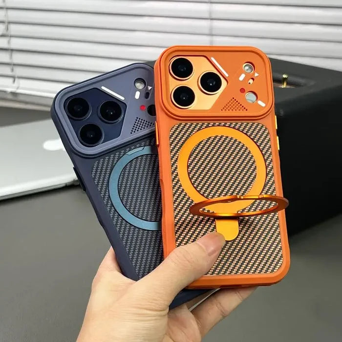 New Matte Carbon Fiber Textured Backplate Magnetic Phone Case