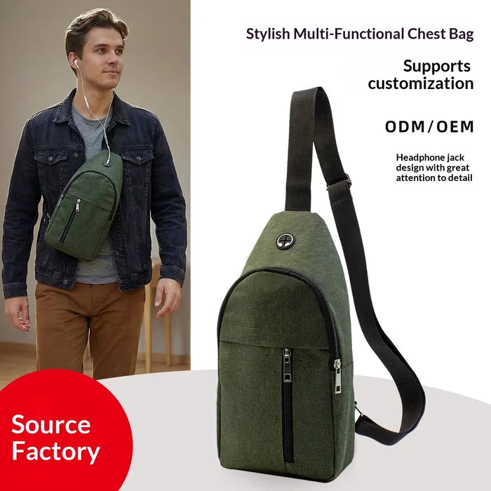 New Men's Oxford Cloth Breathable Zipper Chest Shoulder Bag