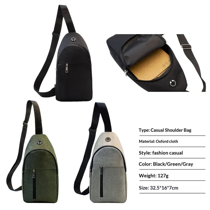 New Men's Oxford Cloth Breathable Zipper Chest Shoulder Bag
