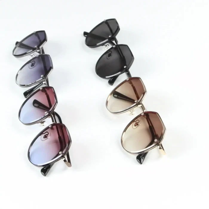 New Style Fashion Sun Protection Gradient Sunglasses Metal Frame Ins Cross Border Design