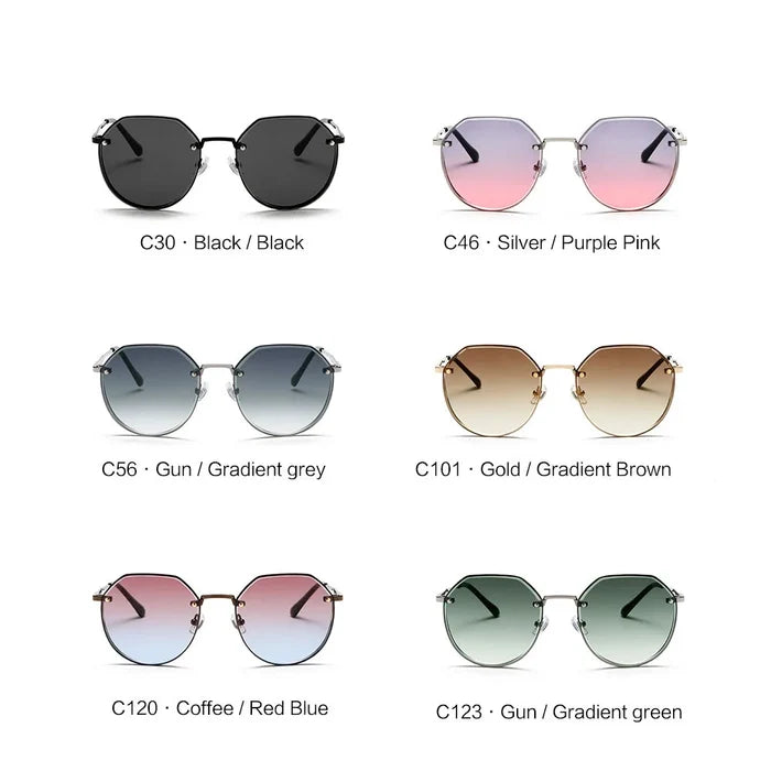 New Style Fashion Sun Protection Gradient Sunglasses Metal Frame Ins Cross Border Design