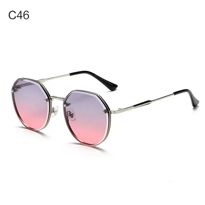 New Style Fashion Sun Protection Gradient Sunglasses Metal Frame Ins Cross Border Design