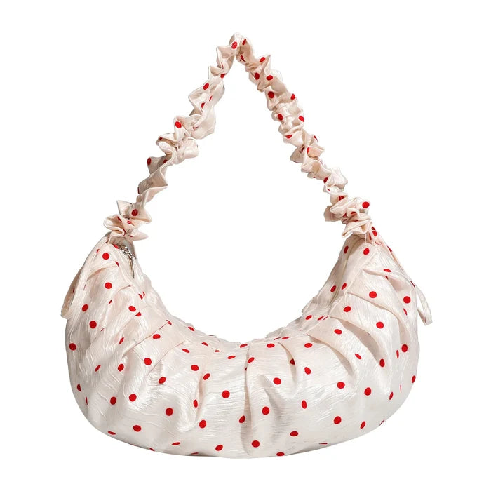 New Style Spring Summer Ruffle Polka Dot Dumpling Bag Drawstring
