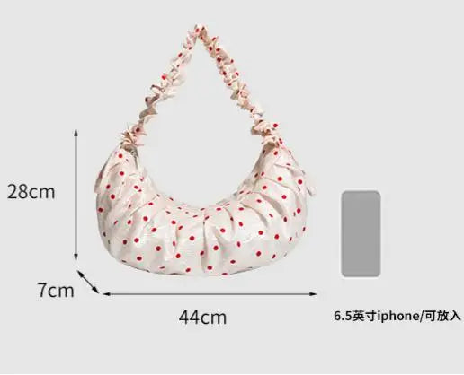 New Style Spring Summer Ruffle Polka Dot Dumpling Bag Drawstring