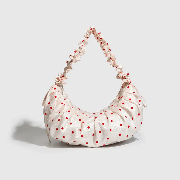 New Style Spring Summer Ruffle Polka Dot Dumpling Bag Drawstring