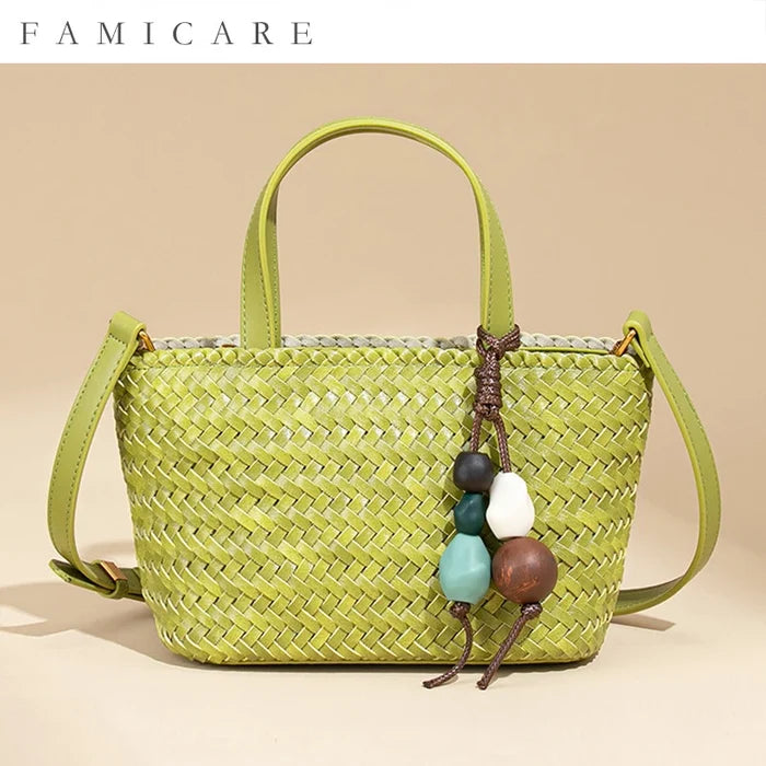 New Summer Macaron Market Woven Tote Bag Trendy Versatile