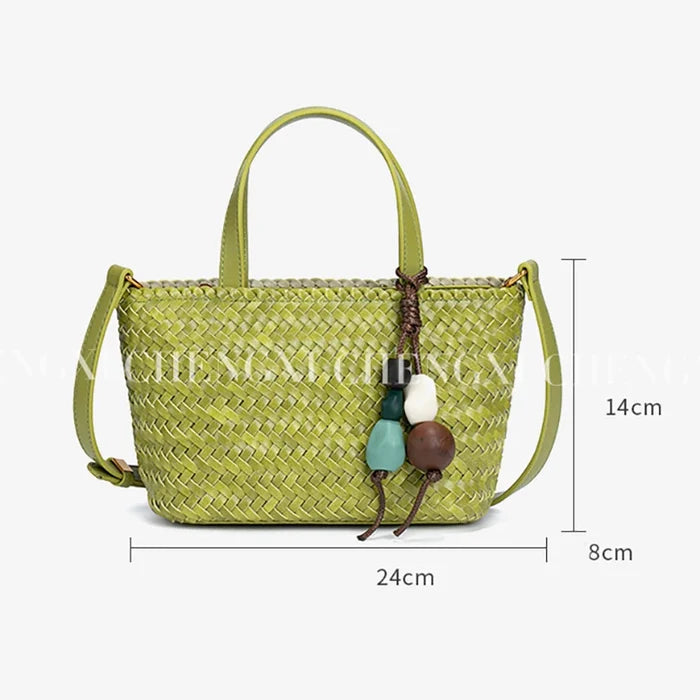 New Summer Macaron Market Woven Tote Bag Trendy Versatile