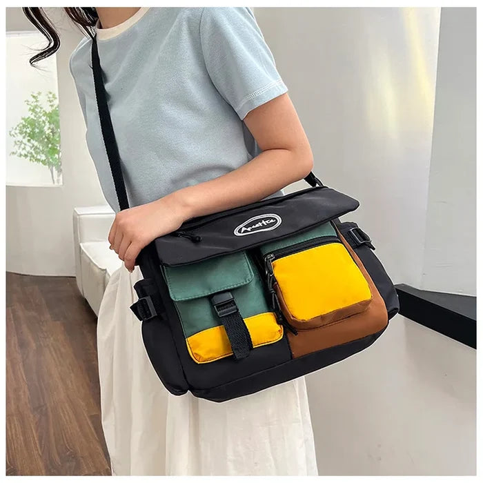 New Trendy Brand Colorful Contrast Crossbody Bag for Men and Women