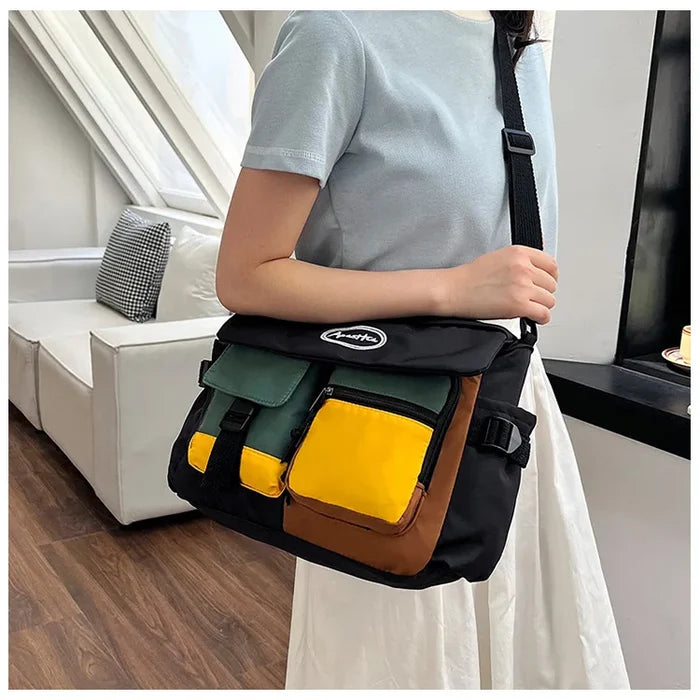 New Trendy Brand Colorful Contrast Crossbody Bag for Men and Women