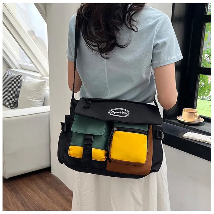New Trendy Brand Colorful Contrast Crossbody Bag for Men and Women