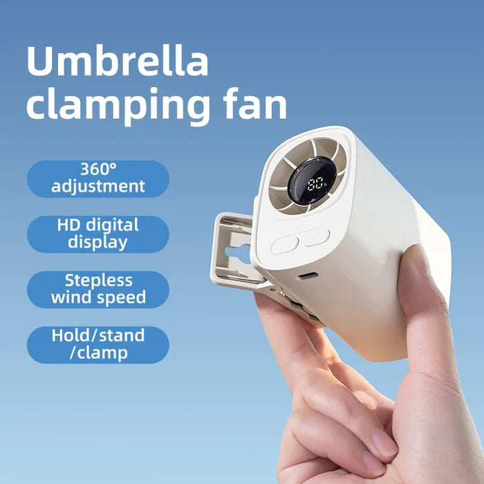 New USB Rechargeable Battety Umbrella Clamping Pocket Foldable Fans