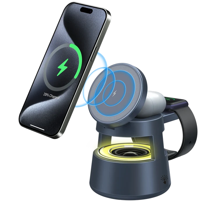 Newest 5 in 1 Wireless Fast Charger Stand with Speaker 3 in 1 Smart